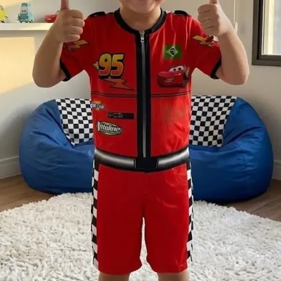 Fantasia Infantil Relâmpago Mcqueen Carros Piloto C/ E.v.a