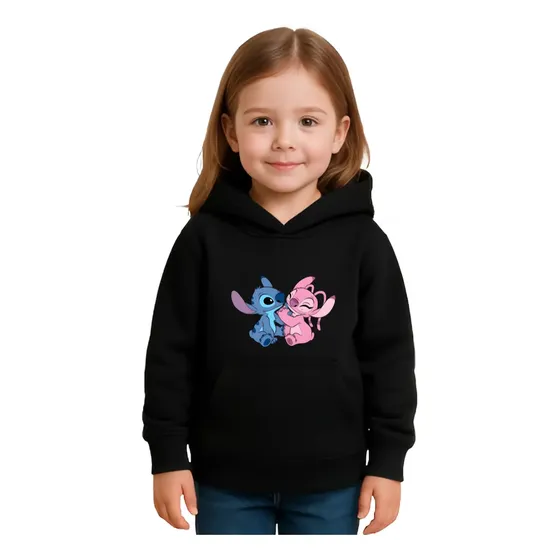 Moletom Infantil Stitch Feminino Masculino Capuz Inverno