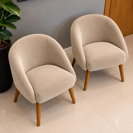 Kit 2 Cadeiras Lua Veludo Decorativa Sala De Estar Decoração