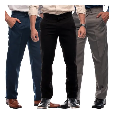 Kit 3 Calça Social Masculina Reta Oxford Alfaiataria Confort