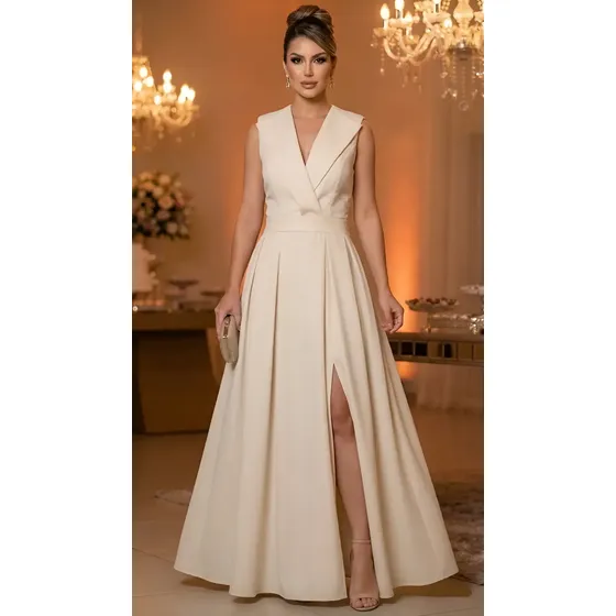 Vestido Longo Festa Casamento Madrinha Alfaiataria Elegante