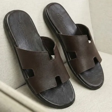 Chinelo Masculino Nj Couro Slide Anti Stress Original Macio