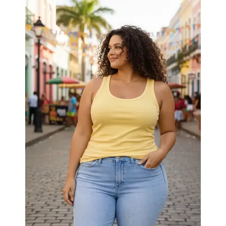 Blusa Regata Plus Size Cotton Ótimo Caimento Premium
