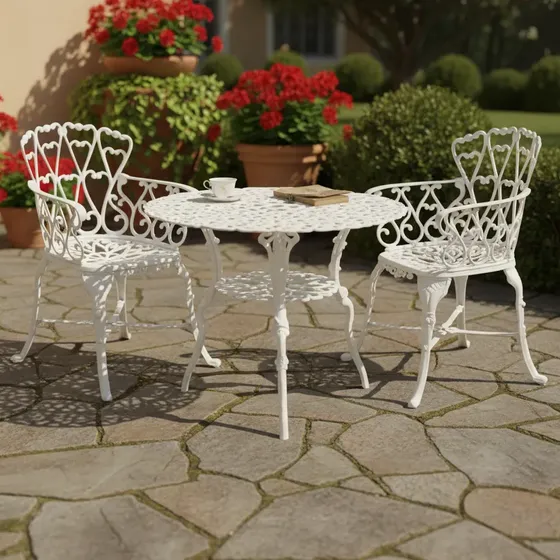 Conjunto Fundido Jardim Viena (01 Mesa + 02 Poltronas)