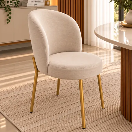 Cadeira Sala De Jantar Estofada Ayla Premium Moderna Luxo