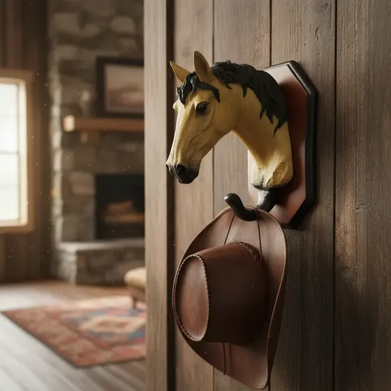 Cabeça De Cavalo Cabide Country De Resina Decoração