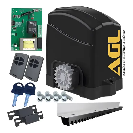 Kit Motor Deslizante 1/4 Agl 2 Controles 3 M Cremalheiras