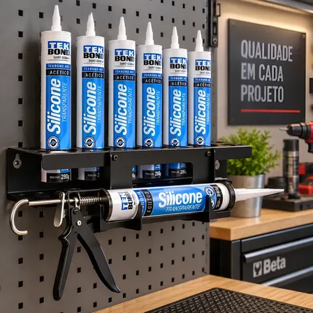 Suporte Aplicador De Silicone Pu Em Metal Painel Parede