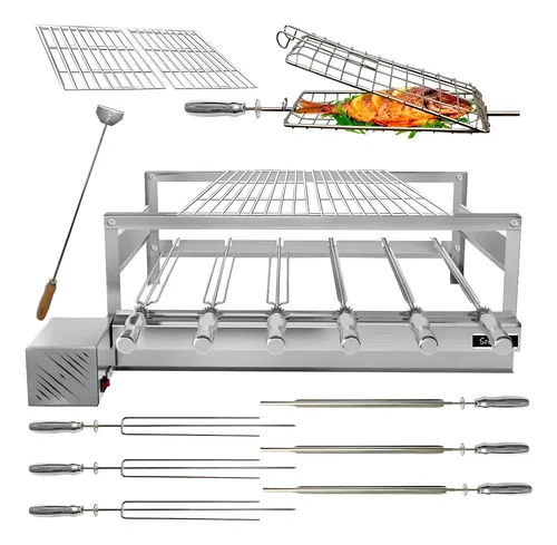 Grill Rotativo Inox 6 Espetos Soft Grill + Brinde