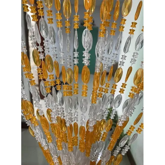 Cortina De Miçangas E Contas Decorativas Amarelo Alaranjado