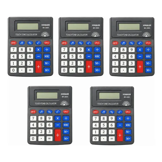 Kit 5 Calculadoras Mesa Comercial Escritório 12 Dígitos