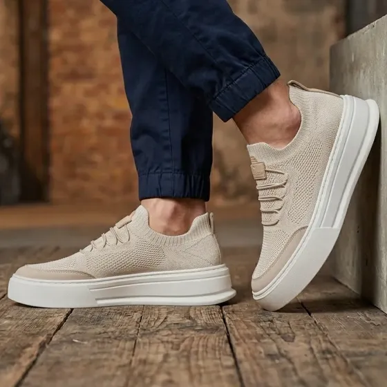 Knit Sapatênis Slip On Tênis Casual Macio Leve Confortável