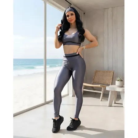 Conjunto Feminino Fitness Calça Leg Com Top Alta Sustentação
