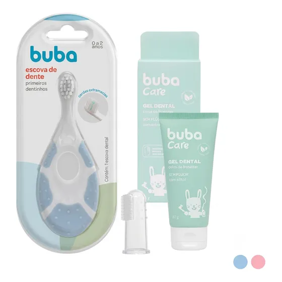 Kit Higiene Bucal Bebe Buba Care Escova Gel Dental Infantil