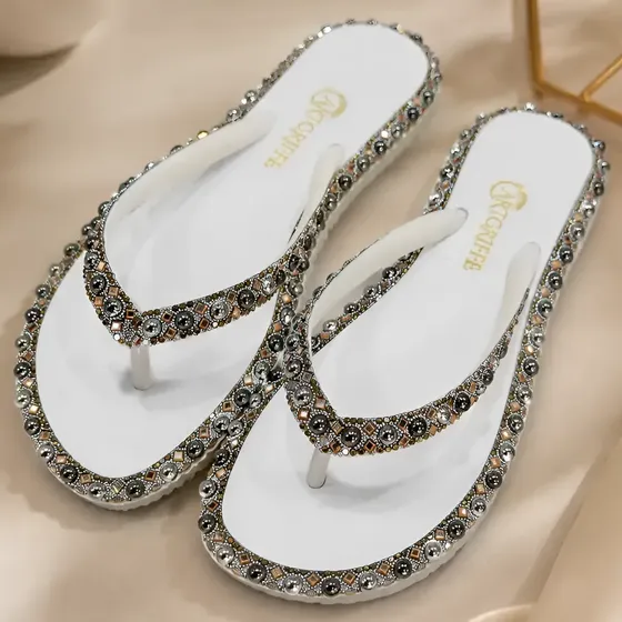 Chinelo Dedo Perolas Elegante Luxo Rasteirinha Brilho Leve