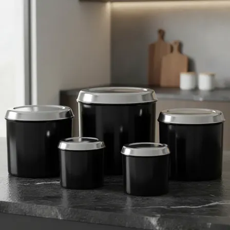 Porta Mantimentos Aluminio Lixado - Jogo De Lata - 5 Peças