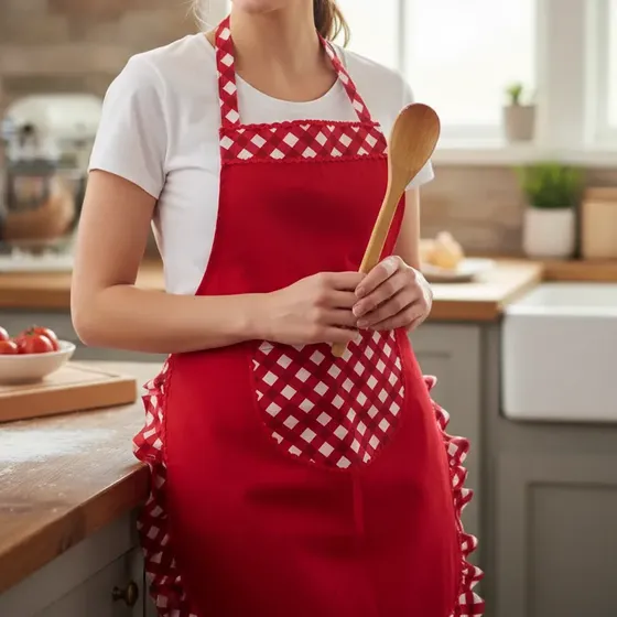 Avental Cozinha Com Touca Estiloso Feminino Babado Pr