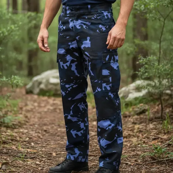 Kit 2 Calça Camuflada Azul Rip Stop