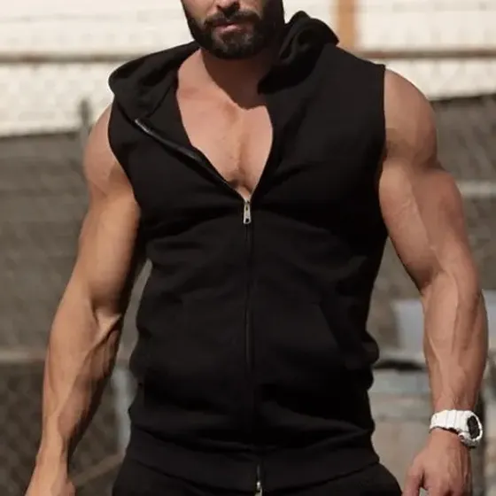 Blusa Colete Machão Masculina Com Capuz Ziper Bolso Canguru