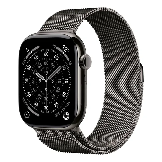 Apple Watch Series 11 GPS + Cellular - Caixa ardósia de titânio – 46 mm - Pulseira ardósia estilo milanês – P/M - Distribuidor Autorizado