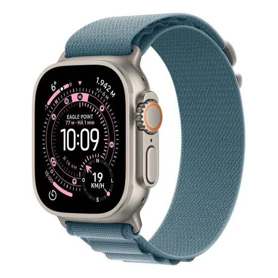 Apple Watch Ultra 3 GPS + Cellular • Caixa natural de titânio – 49 mm • Pulseira loop Alpina azul-clara – M - Distribuidor Autorizado
