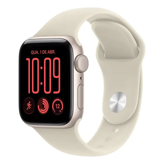 Apple Watch SE 3 GPS - Caixa estelar de alumínio de 40 mm - Pulseira esportiva areia - P/M - Distribuidor Autorizado