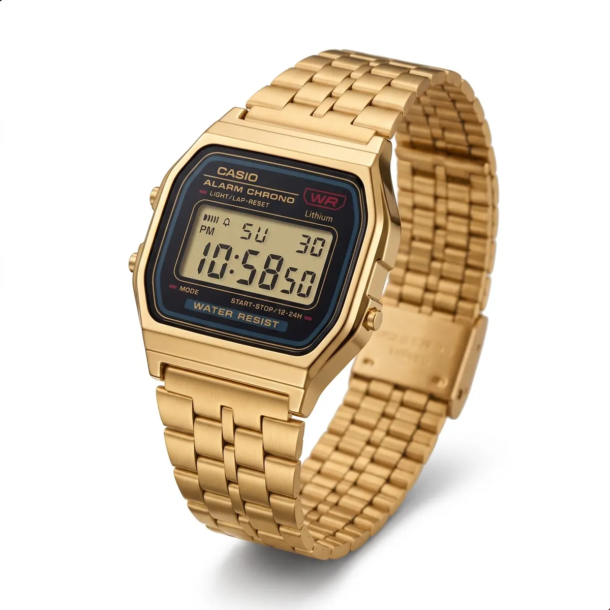 Relógio Casio Vintage Digital Dourado Aço Inoxidável Unissex Dourado Preto