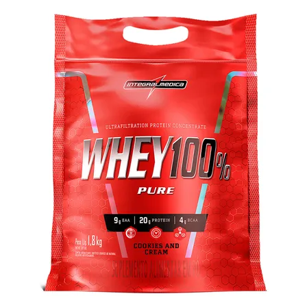 Whey 100% Pure Pouch Cookies 1,8kg Integralmedica - Energia e Força