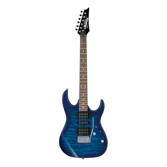 Guitarra Elétrica Ibanez Rg Gio Grx70qa Gio De Choupo Transparent Blue Burst Transparente Com Diapasão De Amaranto Destro
