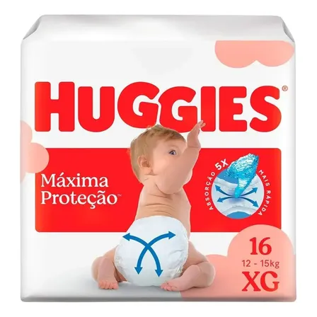 Huggies Fralda Descartável Máxima Proteção XG - 16 Un