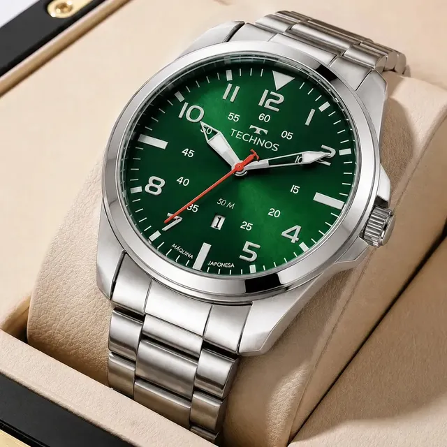 Relógio de Pulso Technos Masculino 2115MYS/1V Casual em Aço Inoxidável Prova D´Agua 50 Metros com Calendário