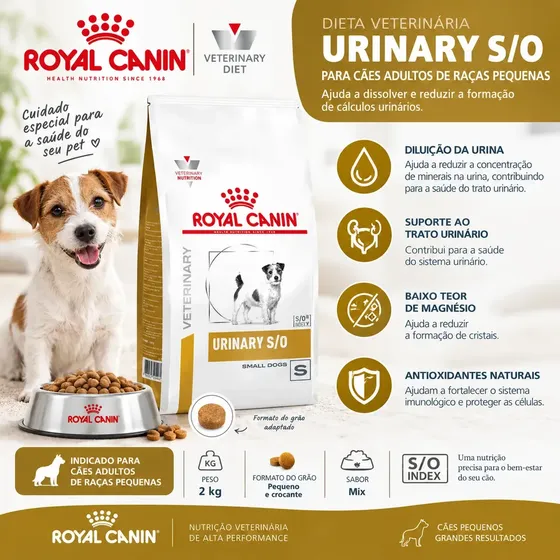 Ração Royal Canin Veterinary Diet Canine Urinary S/O para cão adulto de raça pequena sabor mix de 2 kg