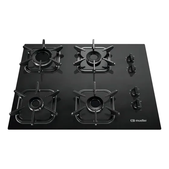 Cooktop Mueller MCG4BK 4 bocas com queimador grades de ferro fundido preto