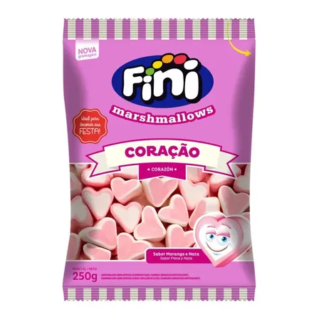 Marshmallow Fini Coração Morango E Nata 250g
