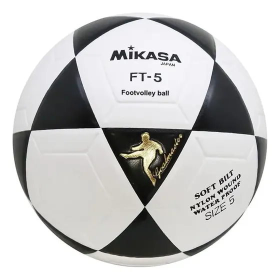 Bola de Futevolei FT5 Couro Sintetico Laminado Branco E Preto MIKASA
