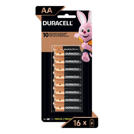 Pilha alcalina aa Duracell com 16 unidades