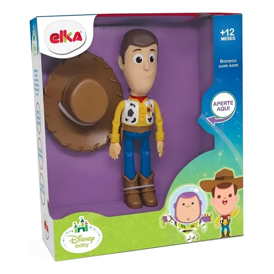 Boneco Articulado Woody Toy Story Com Som 26cm Elka