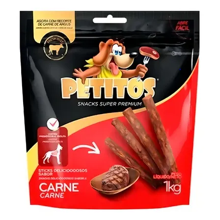 Petisco Para Cães Palitos Petitos Super Premium Carne 1kg
