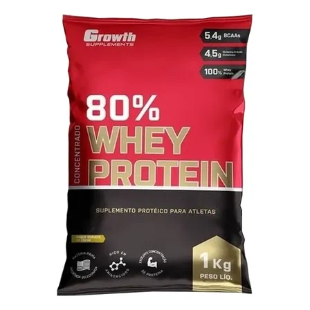 Suplemento em pó Growth Supplements Whey Protein Concentrado sabor Chocolate Branco 1 kg