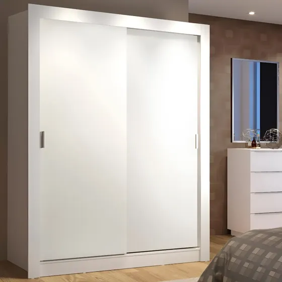 Guarda-roupa Solteiro Madesa Denver 2 Portas Correr Cor Branco 10946E