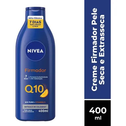 Nivea Loção Hidratante Firmador Q10 + Vitamina C 400ml, Hidratação Intensa 72h, Pele Firme E Elasticidade, Corporal, Pele Seca E Extrasseca Notas Cítricas
