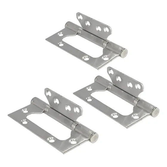 Dobradiça Sobrepor Aço Escovado Com Rolamento 4x3 Kit 3 Uni