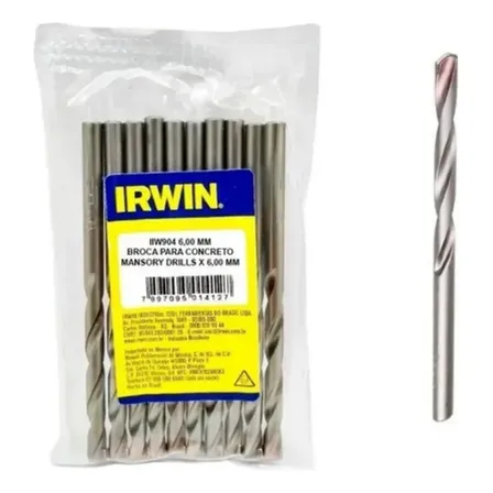 Kit 10 Broca Irwin 6mm Para Concreto Alta Resistência Iw904