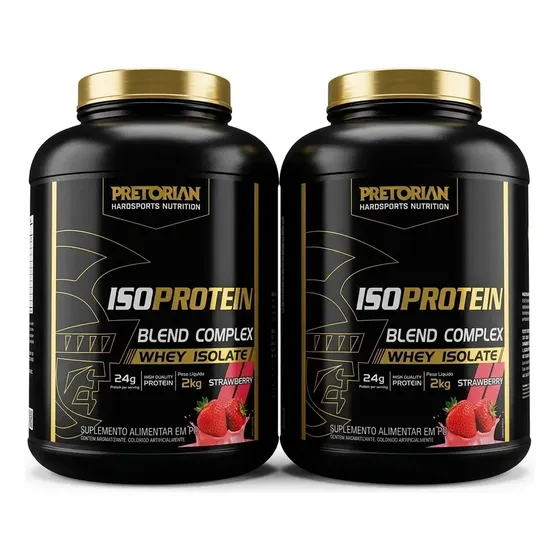 Kit 2 Suplementos Whey Protein Isolado Iso Protein Blend Complex 2kg Pretorian