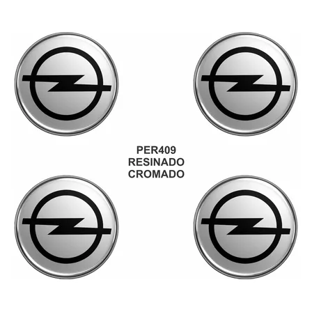 Adesivo Emblema Roda Opel 4 Unidades Resinado 48mm Cromado