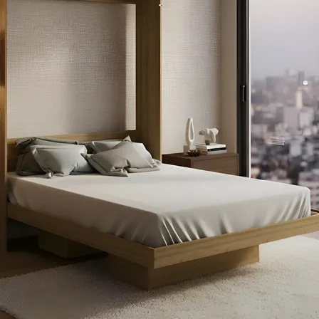 Cama Articulável Casal Vertical Retrátil 2 Nichos Cor Marrom 140cm CM8016 - Tecnomobili