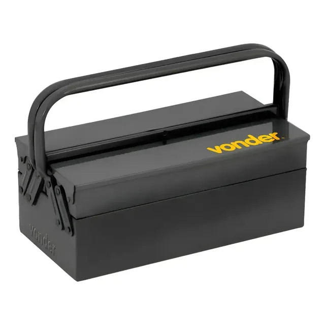 Caixa Para Ferramentas Metalica 03 Gavetas 40x19x16 Vonder Preto
