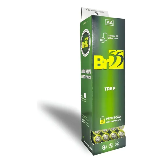 Pilhas Aa Br55 Longa Duração Zinco 60un Oferta Atacado