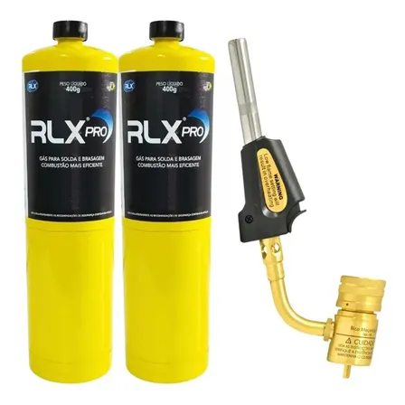 2 Latas Gas Map 400g C/ Maçarico Automático Solda E Brasagem