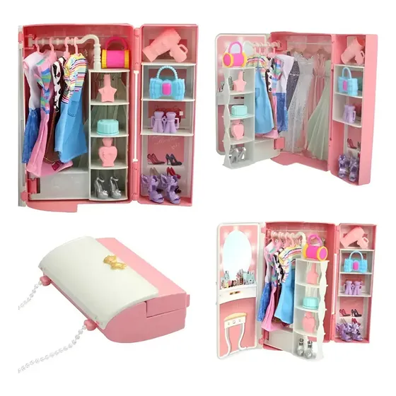 Bolsa Boneca Barbie Guarda Roupa Vestido E Acessórios Novo